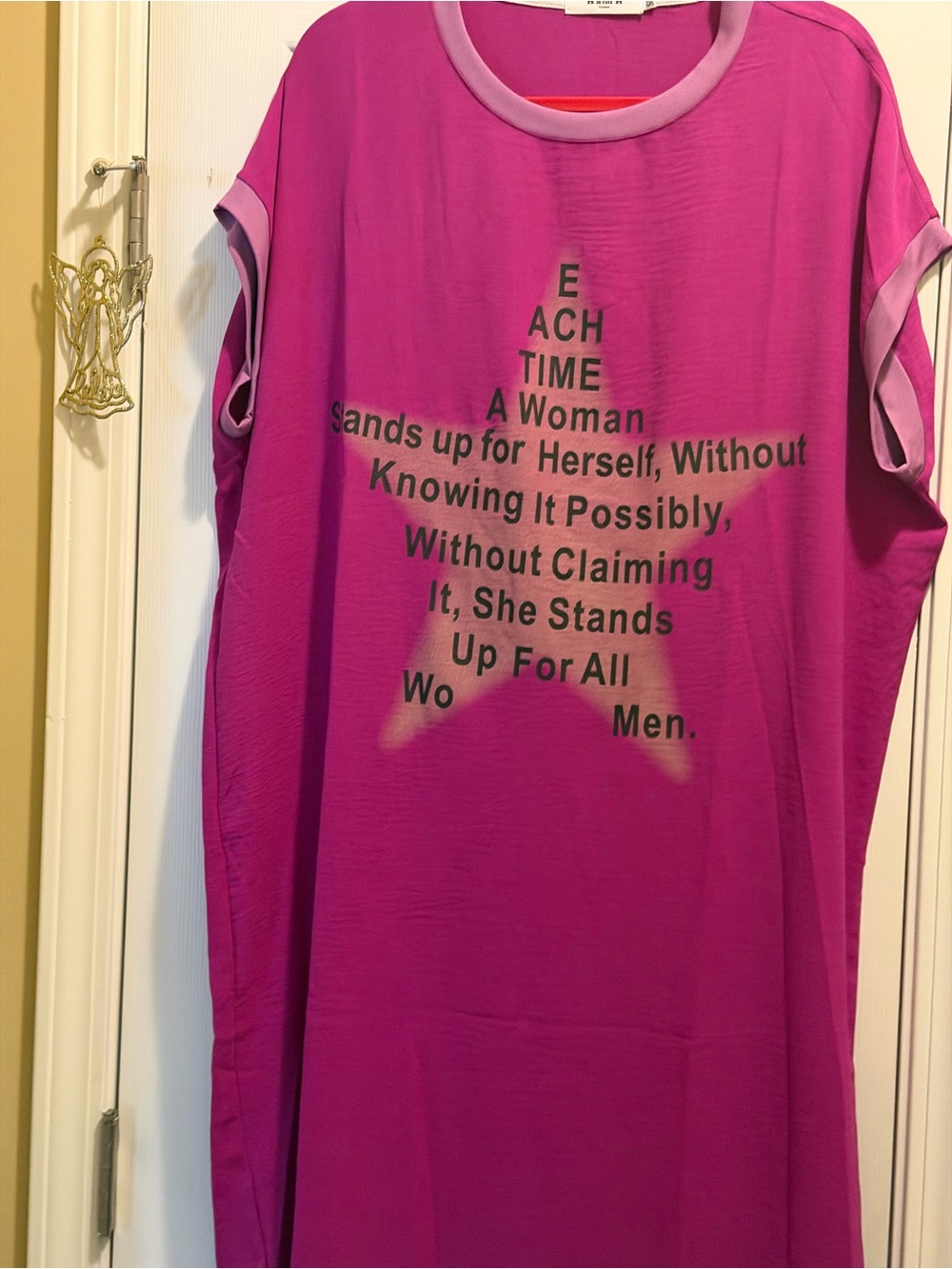 Midi dress T-Shirt dress Magenta Short Sleeve Graphic Tunic - Picture 3 of 9